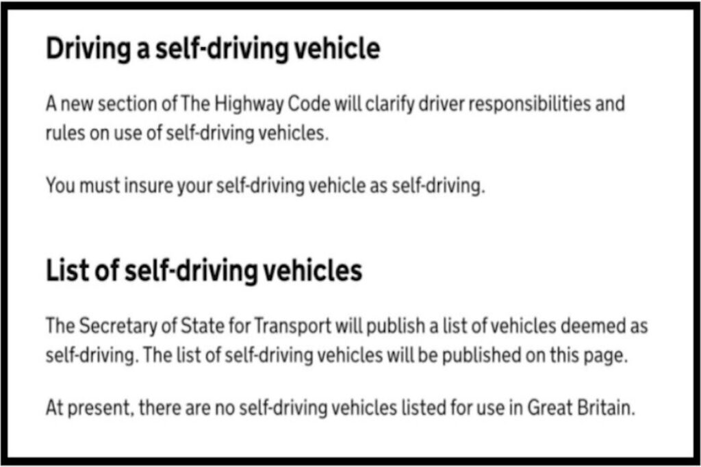UK Highway Code self-driving announcement sparks media uproar