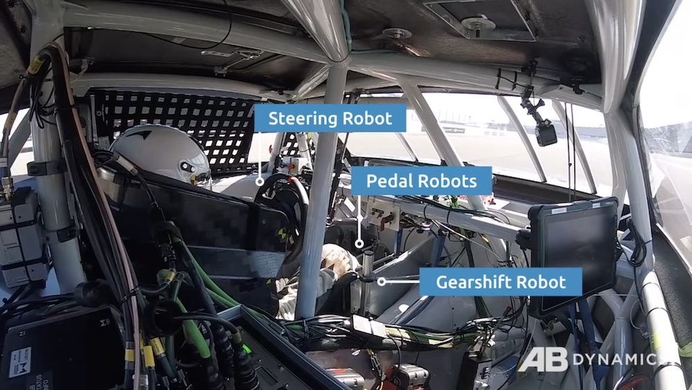 AB Dynamics and NASCAR self-driving crash test in-car
