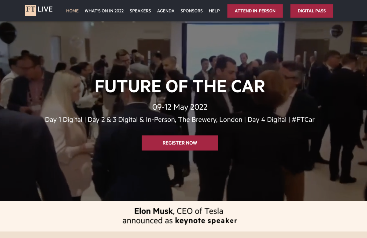 Future of the Car Summit 2022, hosted by Financial Times Live