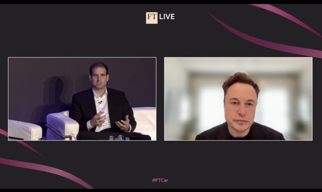 JB Straubel and Elon Musk at FT Future of the Car Summit 2022