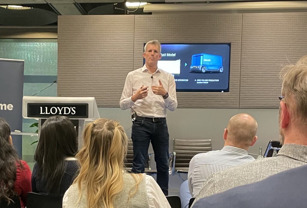 Applied EV's Broadbent on self-driving at Lloyd's of London, 28 Feb 2023