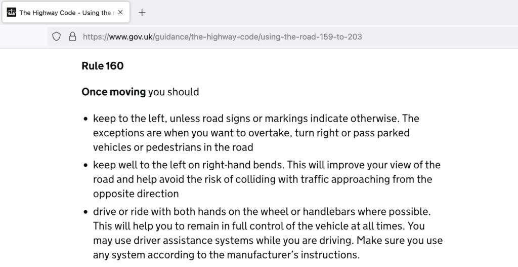 Hands-free but Highway Code says "both hands on the wheel" (3 May 2023) 
