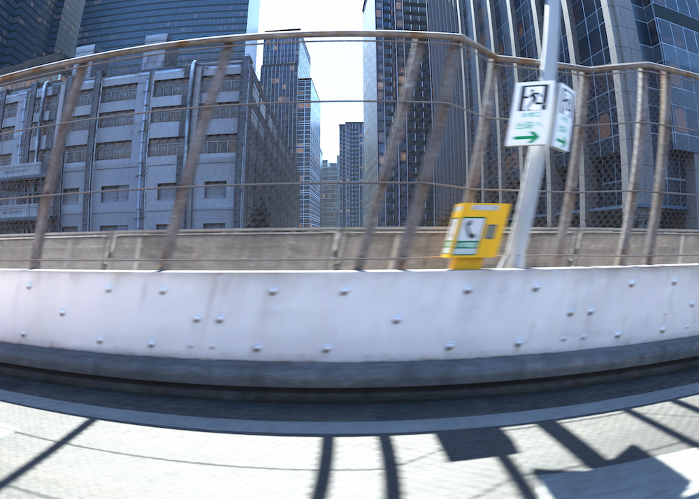 Self-driving level of visual realism: camera shutter slant effect