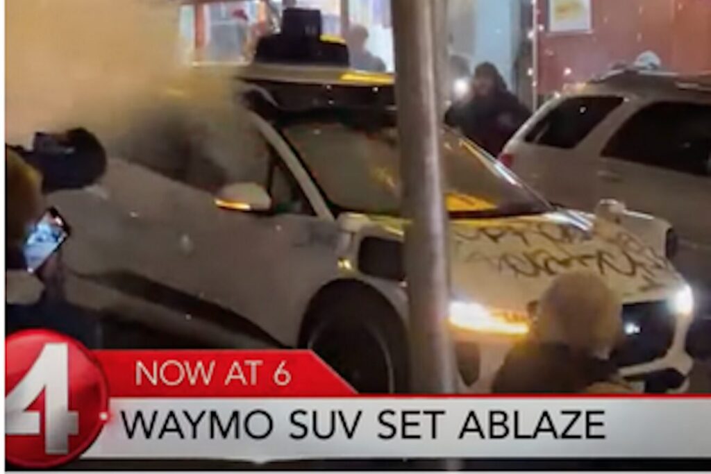 Self-driving Waymo destroyed in shocking San Francisco attack