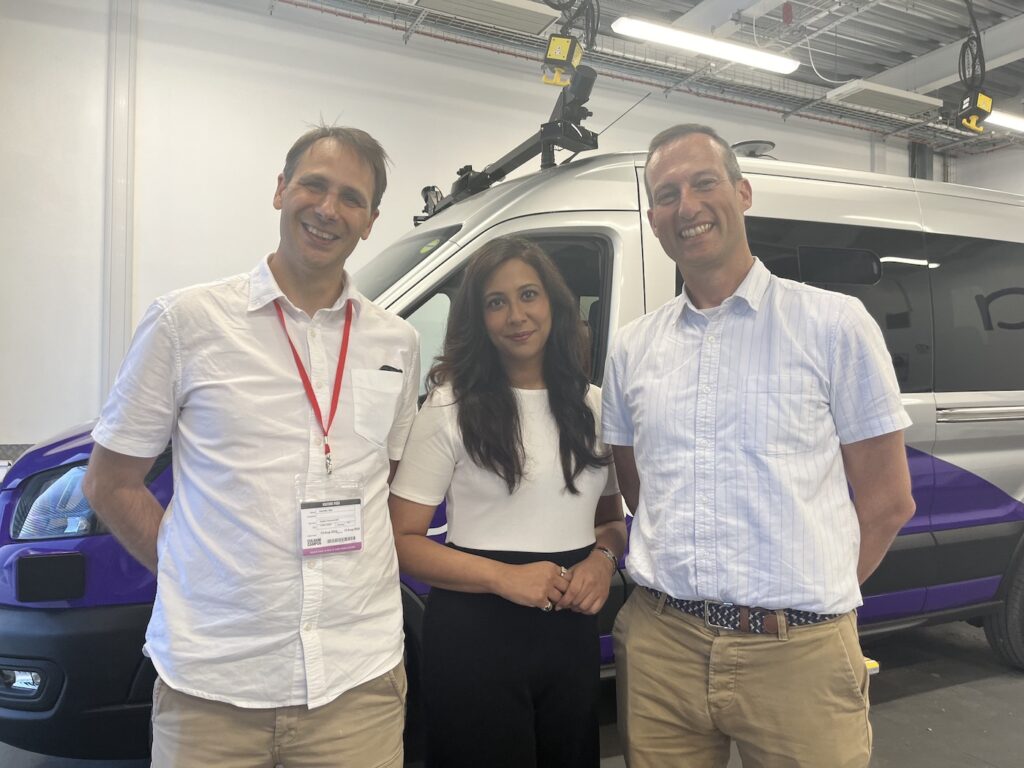 Neil Kennett, Meera Naran MBE and Dr Nick Reed with Oxa’s new self-driving E-Transit Minibus