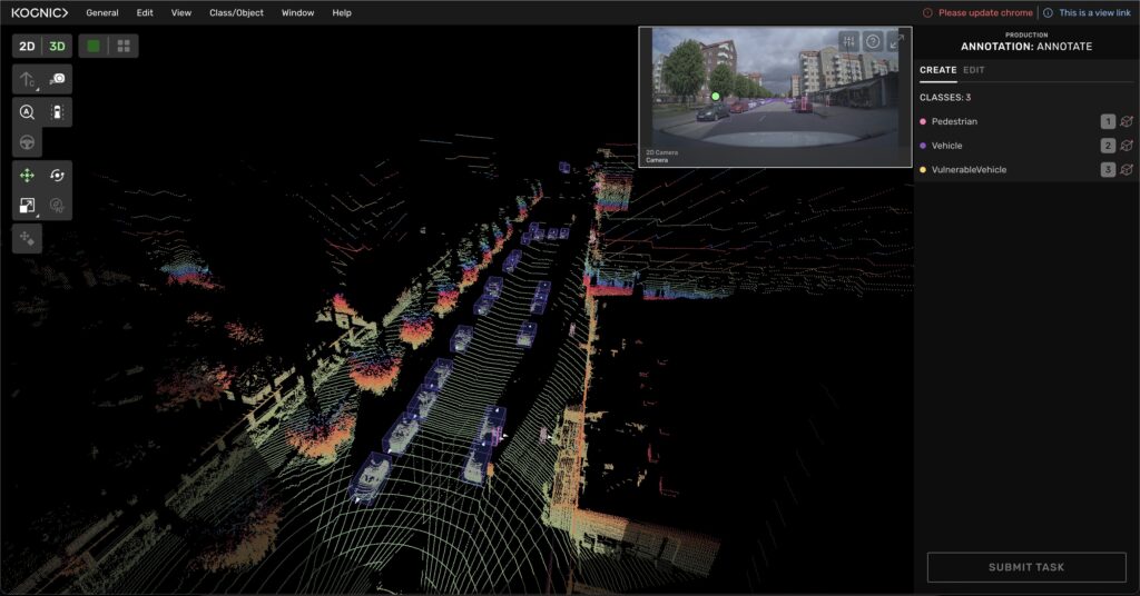 Kognic point cloud for ADAS and self-driving with pedestrians and vehicles