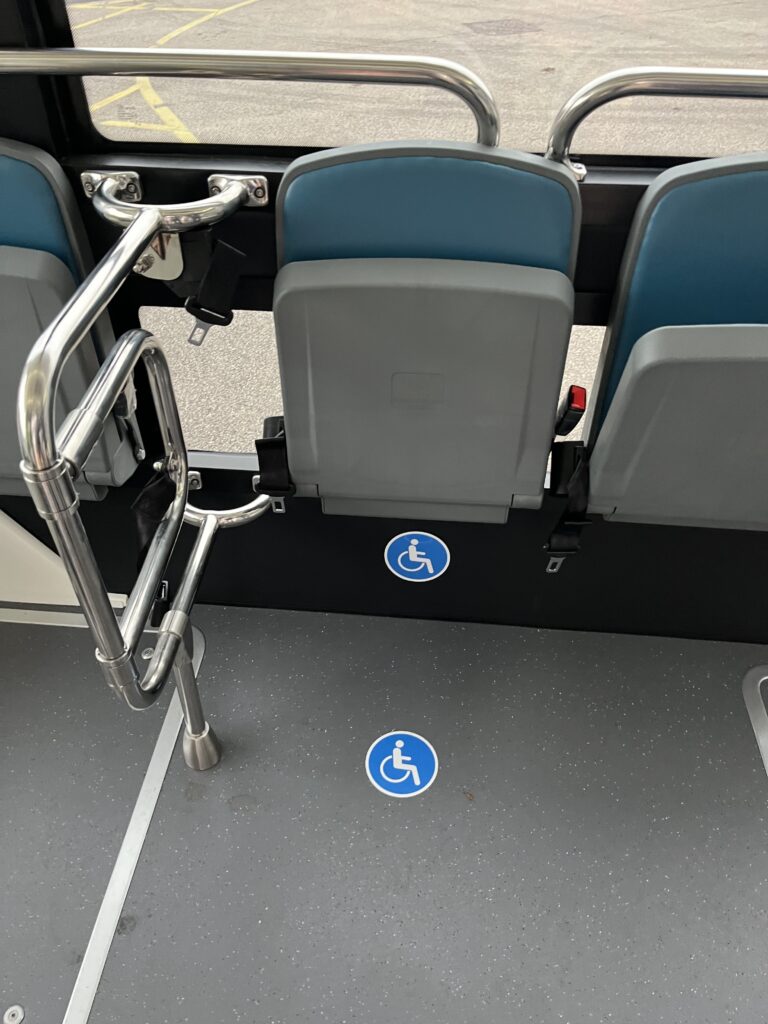 Wheelchair bay on Ohmio Lift self-driving shuttle (NEC Birmingham 2024)