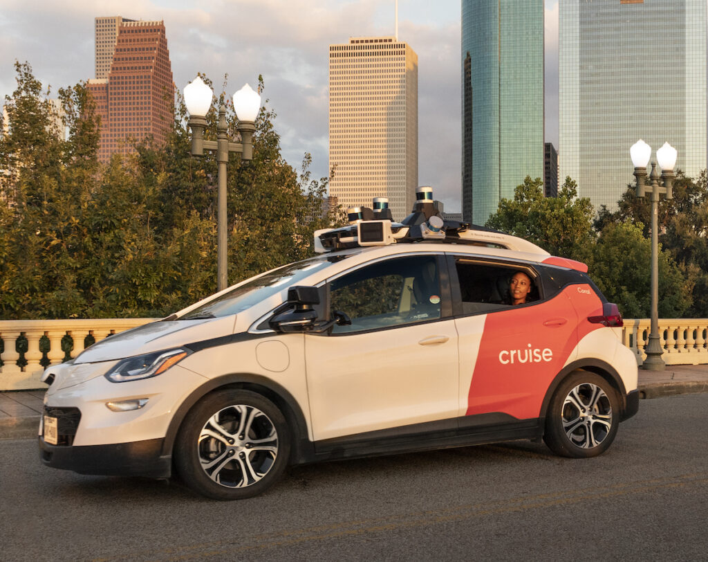 A Cruise car self-driving in Houston