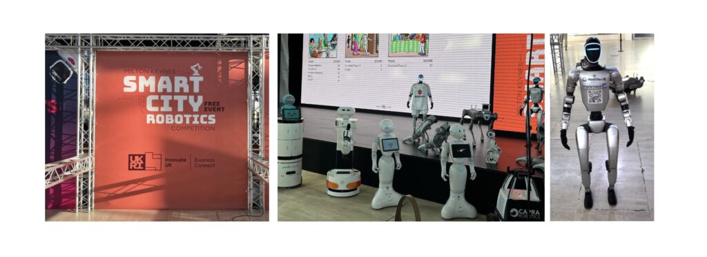 Robots on stage at Milton Keynes Tech Week, September 2025