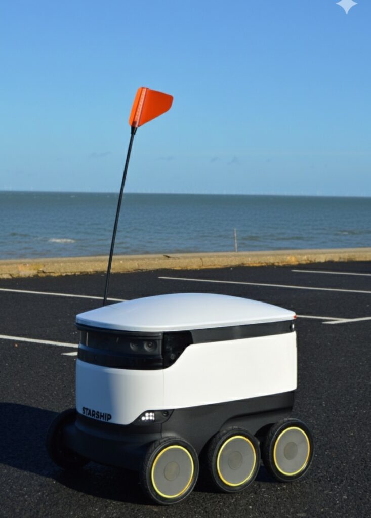 Starship delivery robot at the Self-Driving Industry Awards in Margate, October 2025