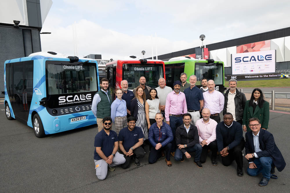 The SCALE team with our 2024 Self-Driving Industry Awards Vehicle of the Year, the Ohmio LIFT shuttle
