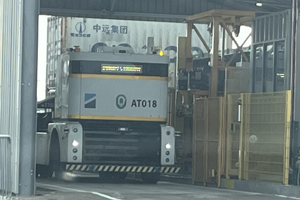 Autonomous truck battery changing station at Port of Felixstowe