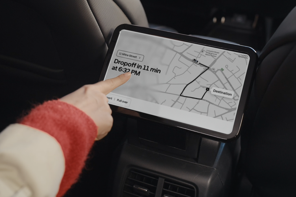Wayve Uber in-car display, London